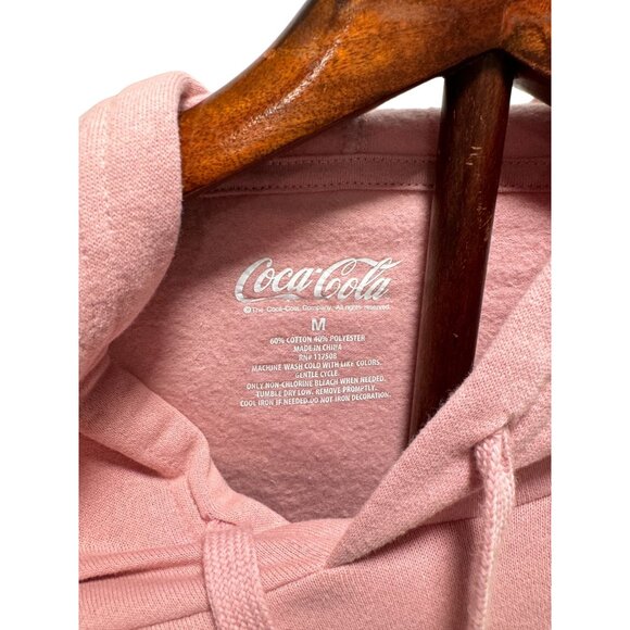 Coca Cola Women’s Pink Pullover Hoodie Coke It's the Real Thing Sweatshirt Sz M - Picture 5 of 7